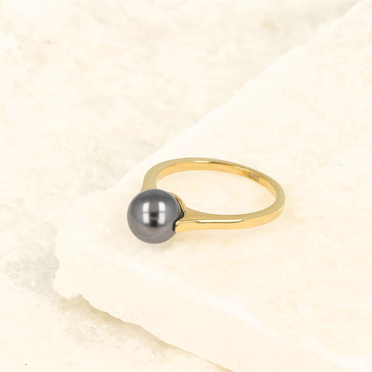 Silberner Ring - Große schwarze Perle - Zeitlose Schönheit