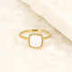 Golden signet ring - White Aventurine gemstone