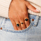 Golden ring - Black faceted crystal glass stone