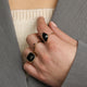 Gold signet ring - Onyx gemstone - Stylish ladies' ring