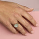 Gold ring set - leaf motif and Amazonite gemstone