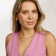 Gouden Schakelketting met Roze Parels