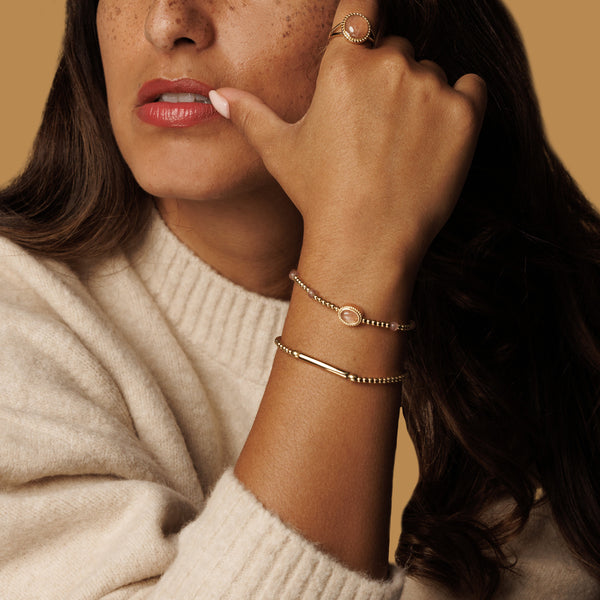 Vintage Gouden Armband met Berry Quartz kralen
