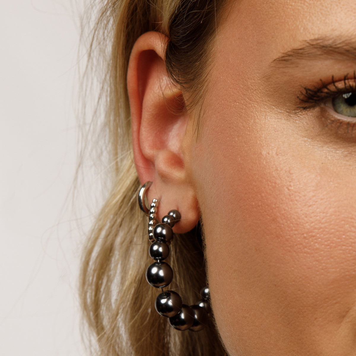 Silver Earrings with Black Pearl Elegance