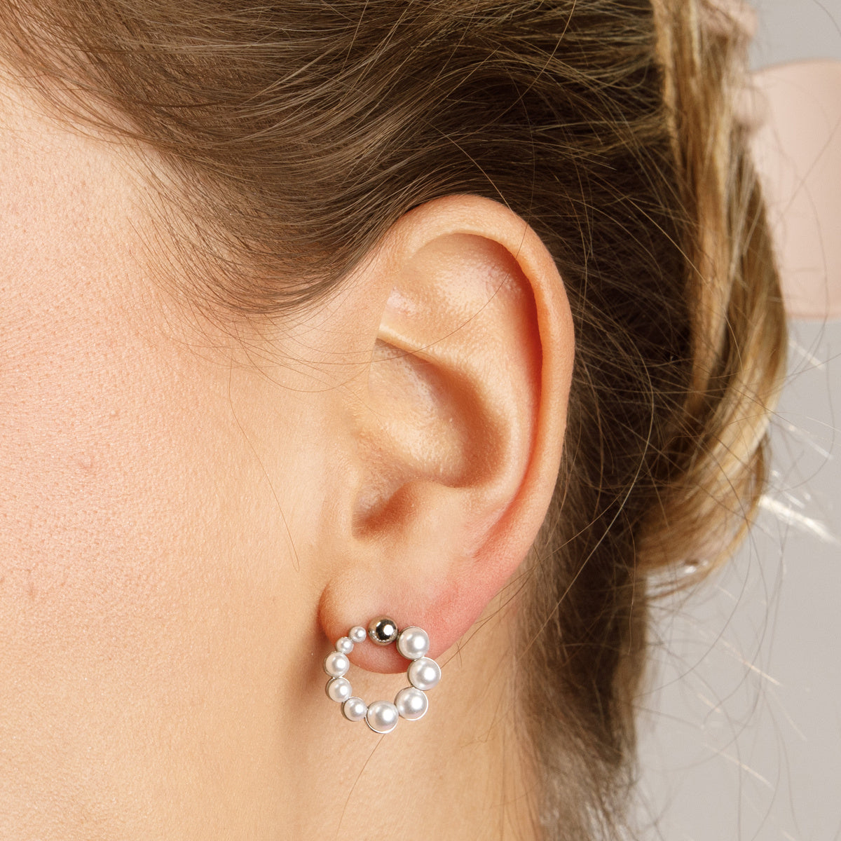 Silver Earring with Radiant White Pearl 13mm