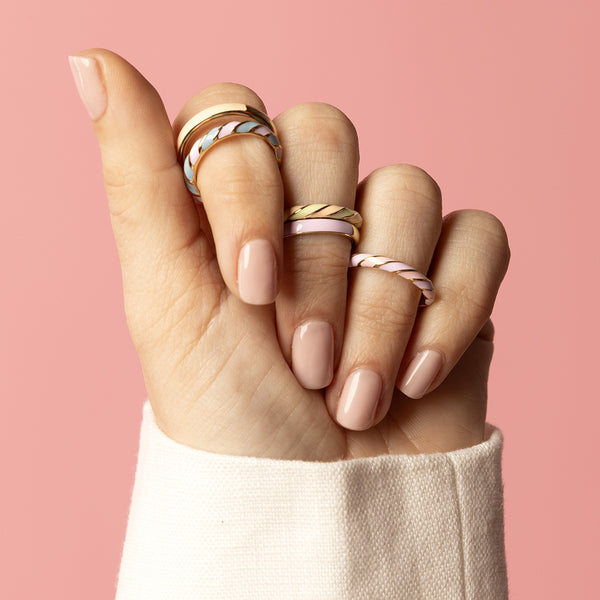 Gouden ring - half epoxy lila - 3mm breed - stijlvol ring