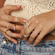 Gold ring - half epoxy lilac - 3mm wide - stylish ring