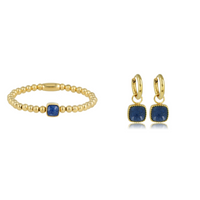 Gouden Set: Armband & Oorbellen met Blue Aventurine