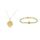 Gold Necklace & Bracelet Set with Amazonite Gemstone