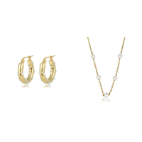 Elegant Gouden Sieradenset: Oorbellen & Ketting met Witte Parels, Nikkelvrij Stainless Steel. Voeg Luxe Toe aan Jouw Stijl - Ontdek Nu bij My Bendel!