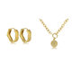 Stijlvolle Gouden Ribbeloorbellen & Schakelketting met Munt - Nikkelvrij Stainless Steel Elegantie. Ontdek de Luxe! - My Bendel