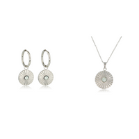 Stralende Amazonite Sieradenset: Zilveren Oorbellen & Ketting van Nikkelvrij Staal - Voeg Stijl Toe aan Jouw Look! - My Bendel