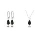 Stijlvolle Zilveren Oorbellen & Ketting met Onyx in Nikkelvrij Staal - Voeg Elegantie Toe aan Jouw Look! - My Bendel