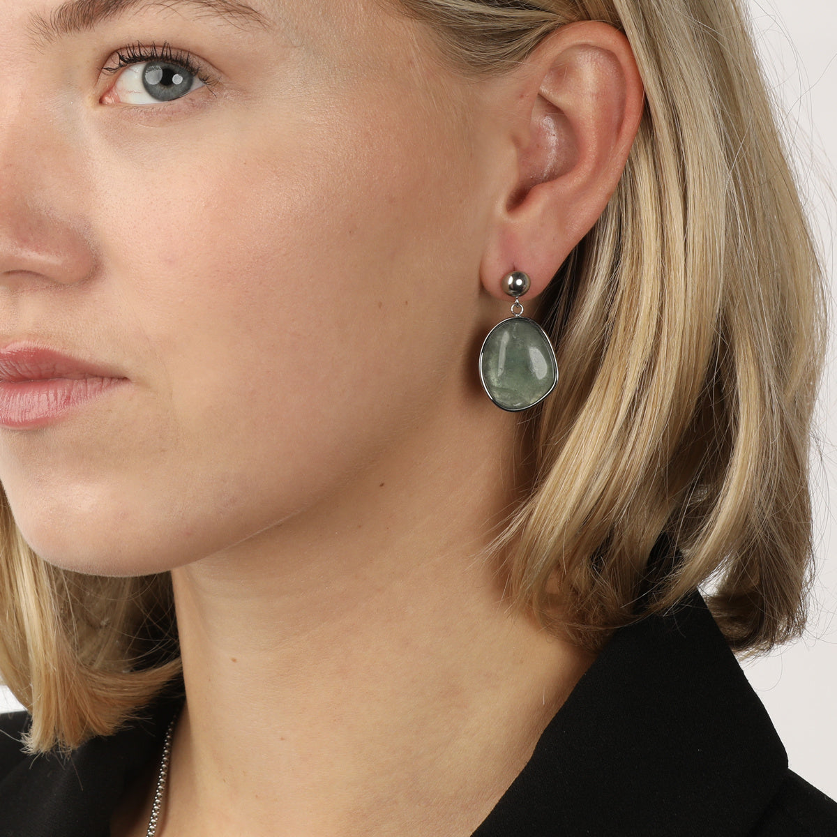Silver Earring with Original Fluorite Pendant