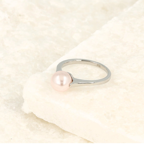 Zilveren ring - Grote roze parel - Tijdloze schoonheid