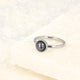 Zilveren ring - zwarte parel - vintage rand