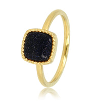 Goldener Siegelring - Blaue Sandstein Edelstein - Schicker Schmuck