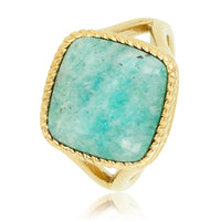 Gold signet ring - Amazonite gemstone - emotional balance