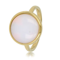 Gouden ring - white quartz edelsteen - hypoallergeen