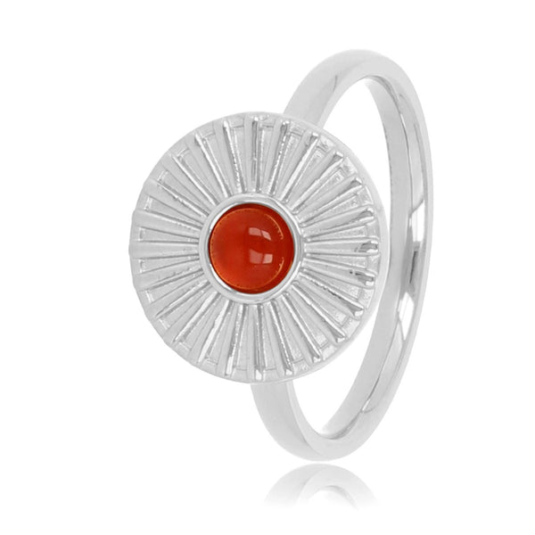 Zilveren ring met zonnetje - Carnelian edelsteen - Stijlvol
