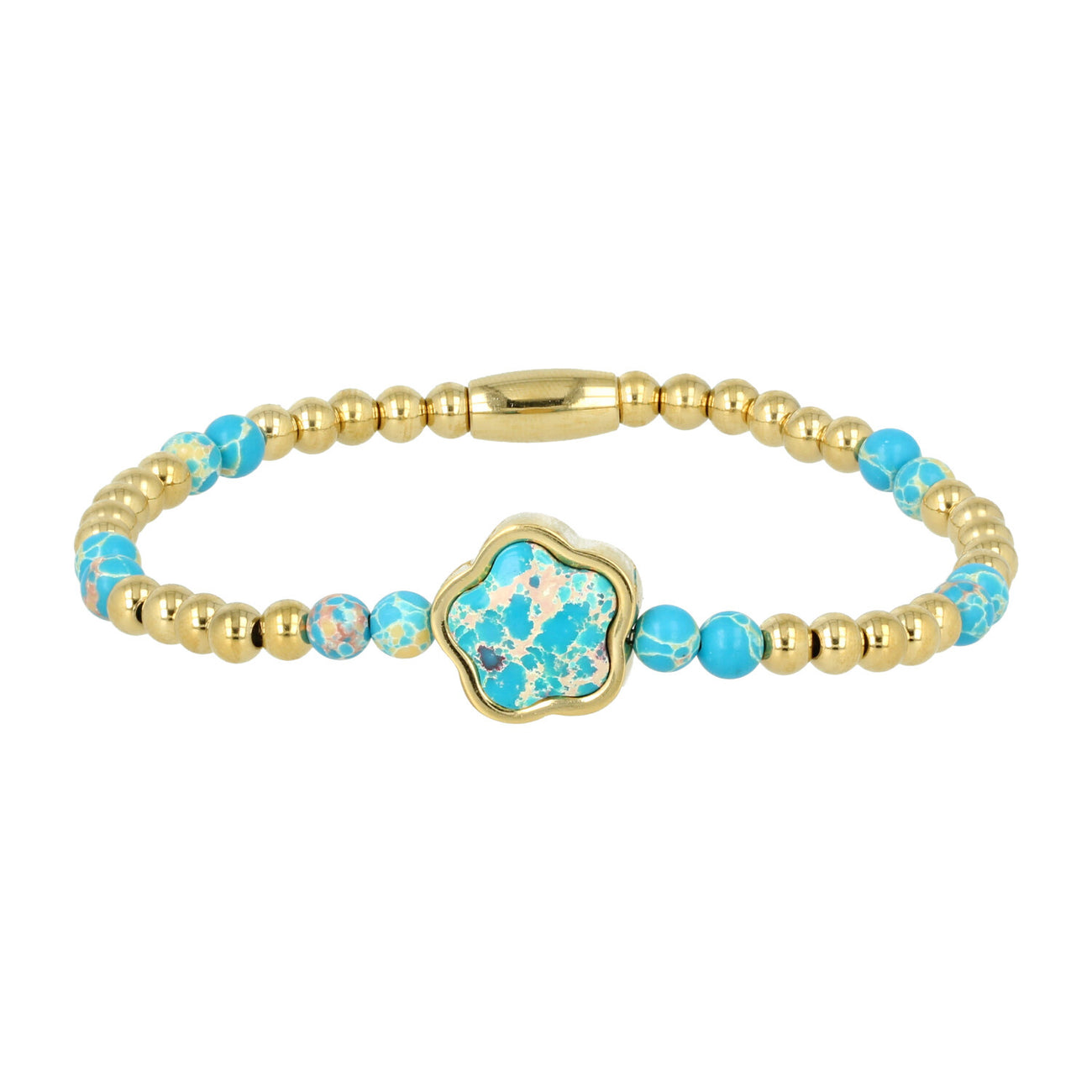 Gouden Armband met Imperial Jasper Bloemen bedel