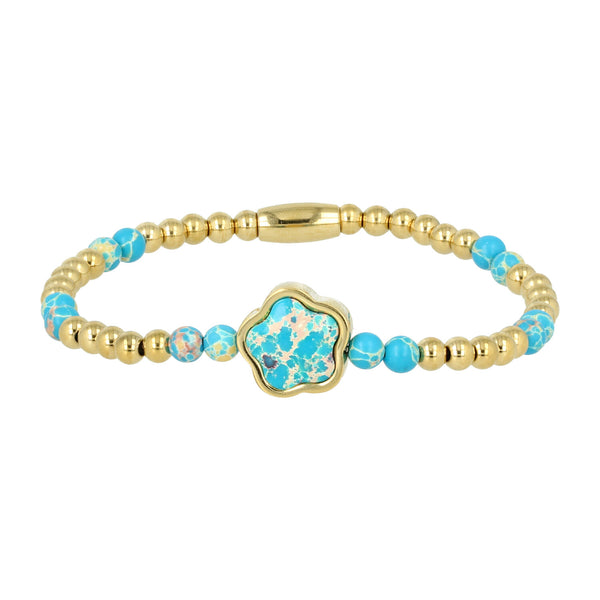 Gouden Armband met Imperial Jasper Bloemen bedel