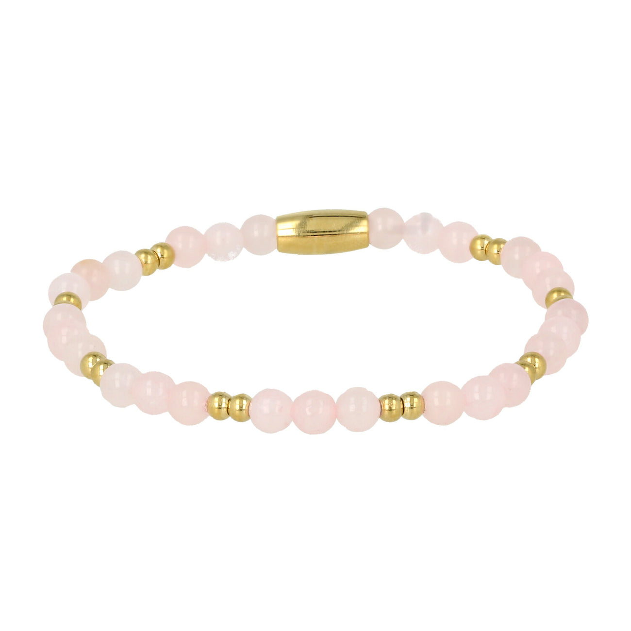 Goldenes elastisches Armband mit Rosenquarz-Edelstein