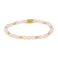 Goldenes elastisches Armband mit Rosenquarz-Edelstein