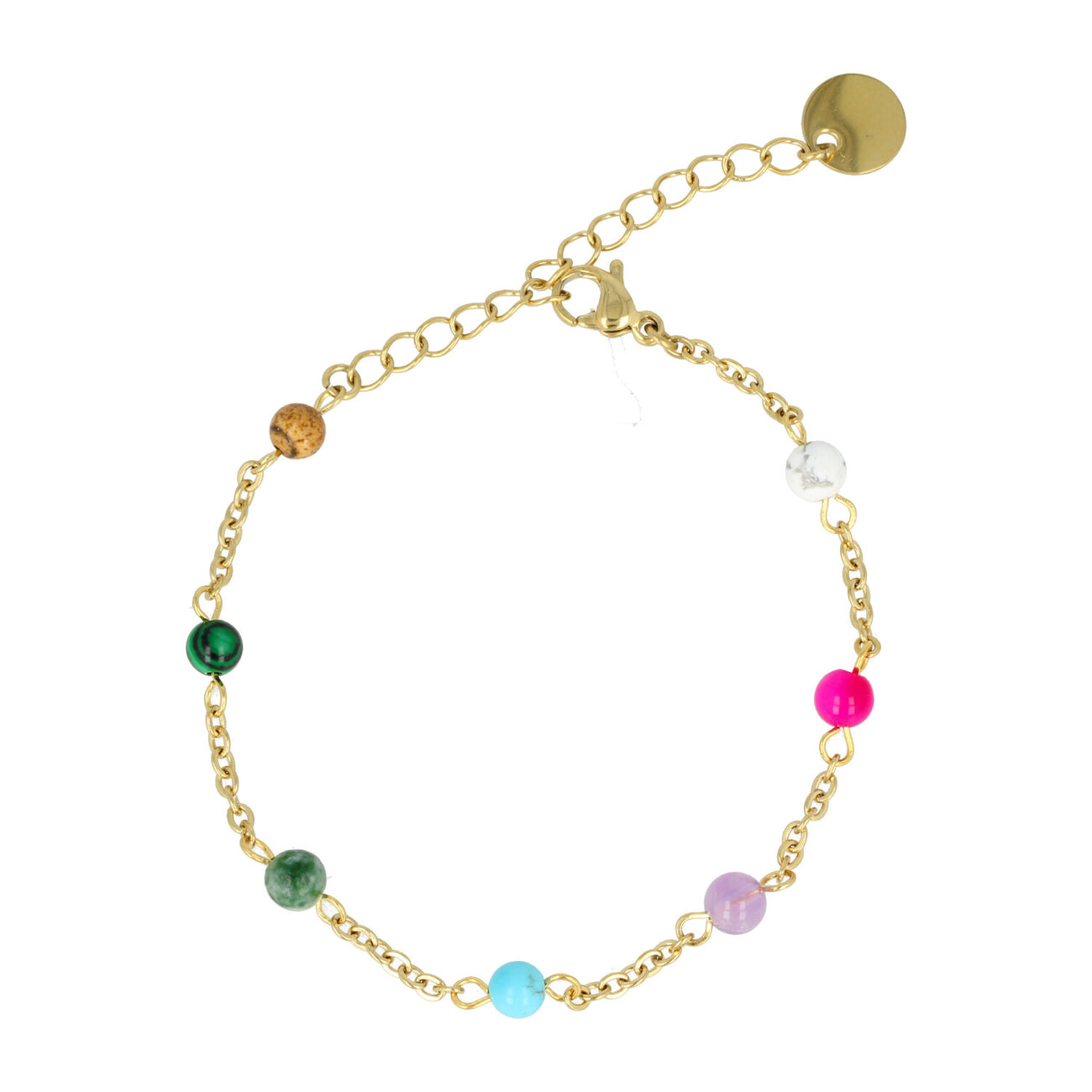 Golden bracelet with colorful gemstones