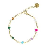 Golden bracelet with colorful gemstones