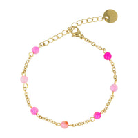 Golden Bracelet with Rose Stripe Agate Gemstones
