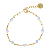 Golden Bracelet with Blue Lace Agate Gemstones