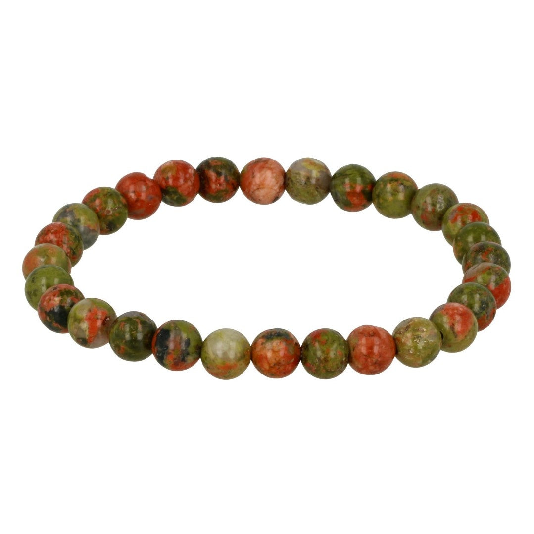 Unakite Gemstone Bracelet - 6mm Beads