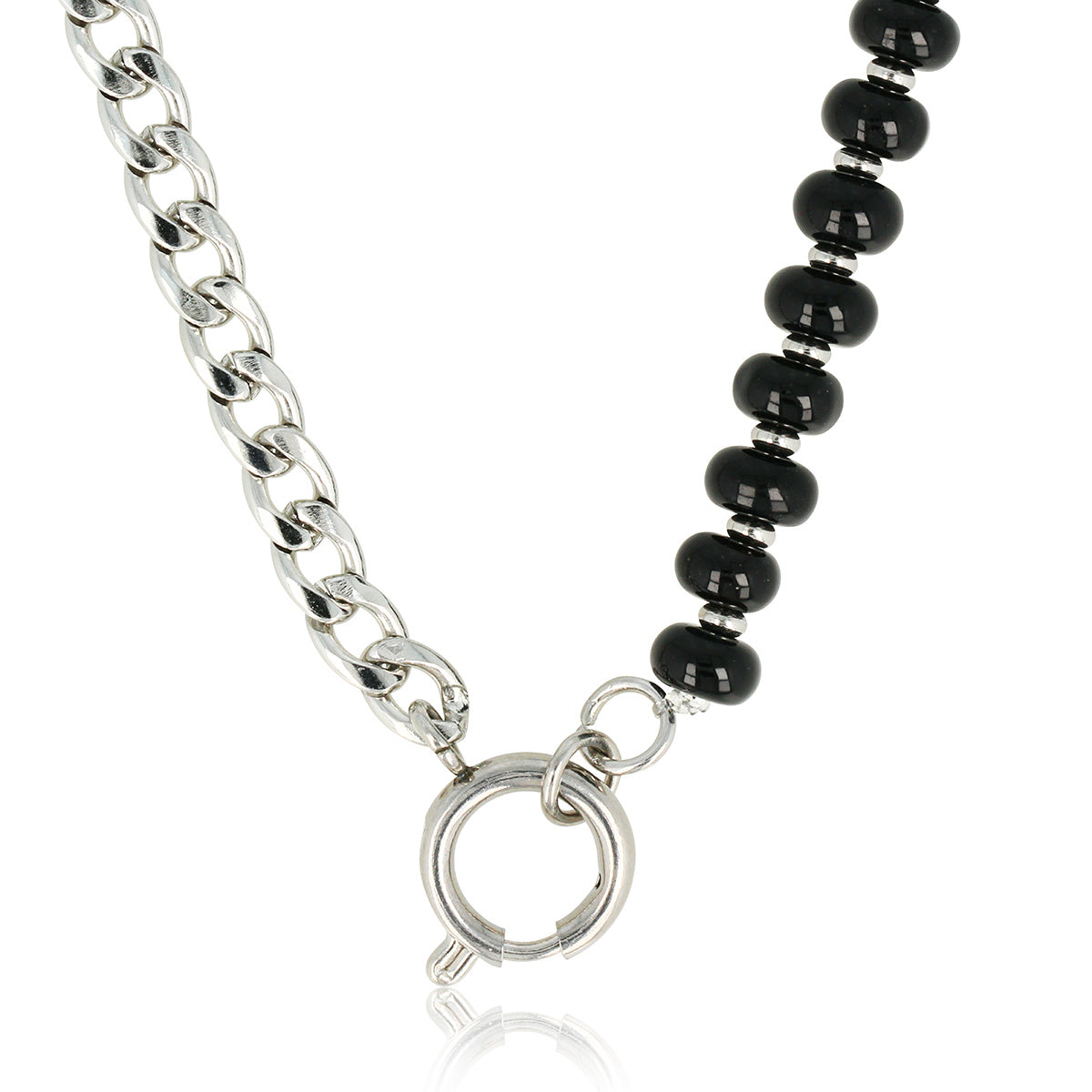 Silberne Gliederkette mit Onyx Edelsteinen