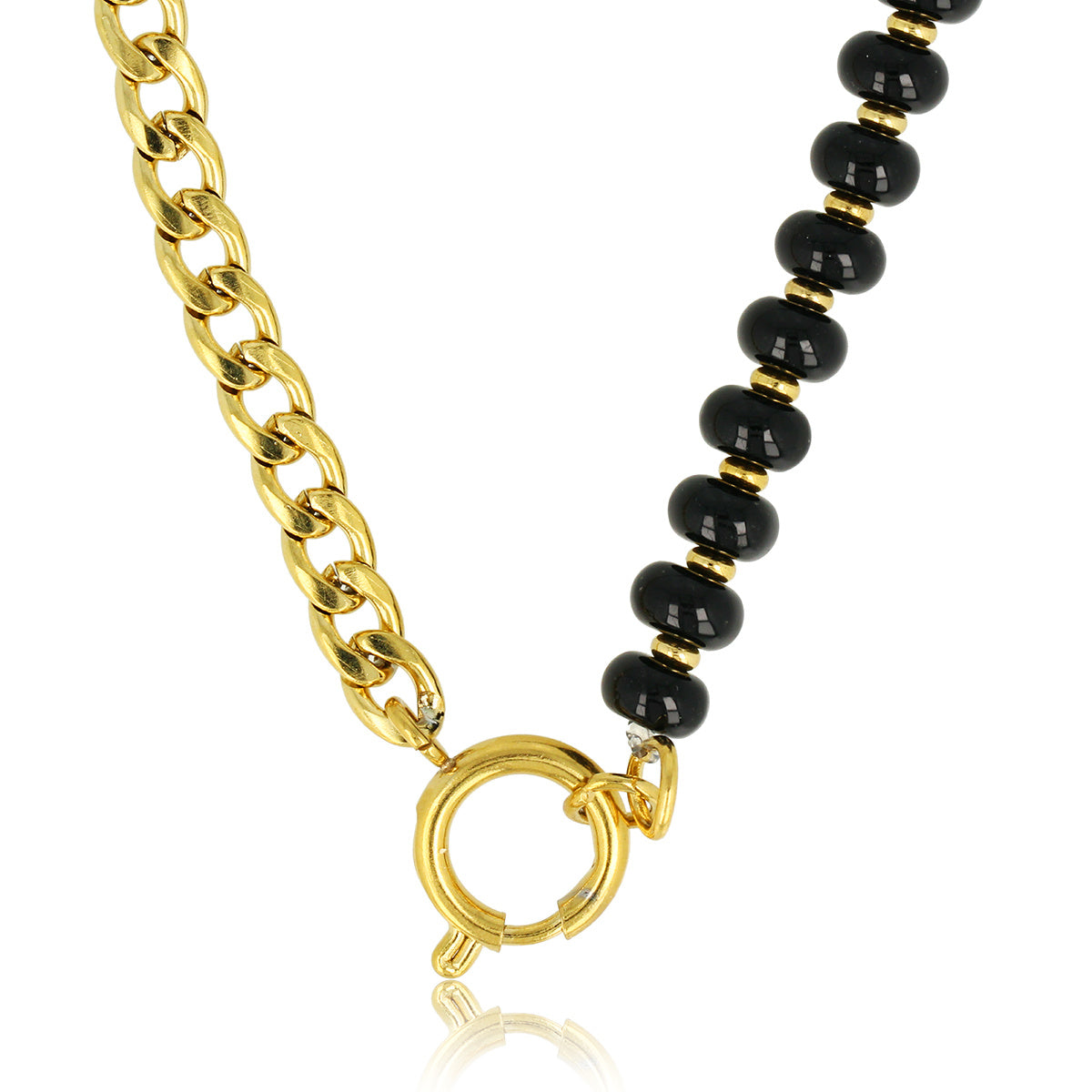 Goldene Gliederkette mit Onyx-Edelsteinen - Einzigartiges Design