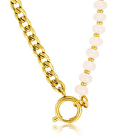 Goldene Gliederkette mit Rosenquarz-Edelsteinen