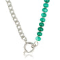 Zilveren Schakelketting met Green Agate Edelstenen
