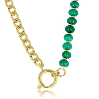 Gouden Schakelketting met Green Agate Edelstenen