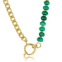 Gouden Schakelketting met Green Agate Edelstenen