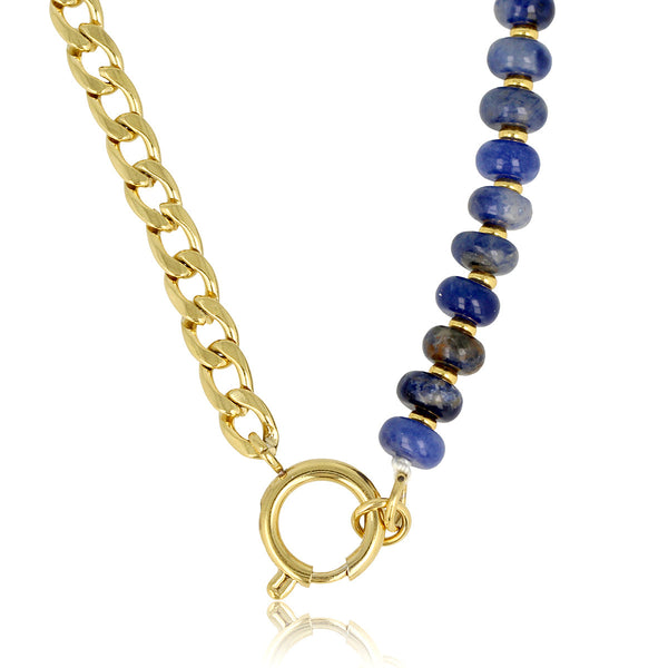 Gouden Schakelketting met Sodalite Edelstenen