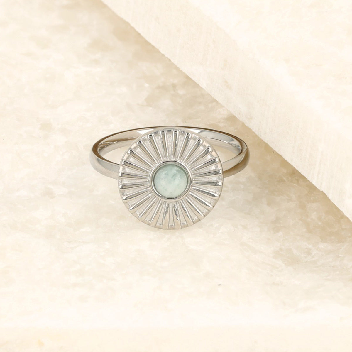 Silberner Ring mit Sonne - Amazonit