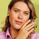 Golden flower ring - lilac epoxy details - romantic & playful
