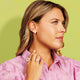 Purple Epoxy Flower Earrings: Gold - Nickel-free