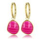 Gouden Oorringen met Rose Stripe Agate Hanger