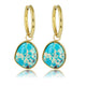 Golden Earrings with Round Imperial Jasper Pendant