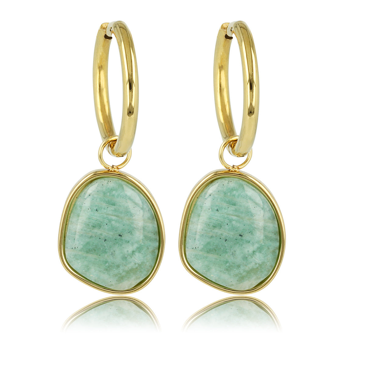 Gouden Oorring met Creatieve Amazonite Hanger