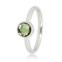 Zilveren ring - Groene glassteen - Twisted randje