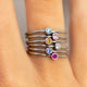 Zilveren aanschuifring - fuchsia glassteen - Stainless steel