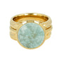 Gold ring set - leaf motif and Amazonite gemstone