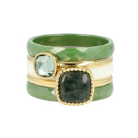 Ringenset met keramiek en Moss Agate - 5 ringen - My Bendel